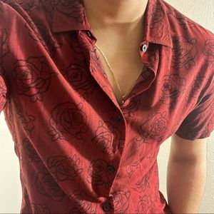 Red Rose Button Up Shirt